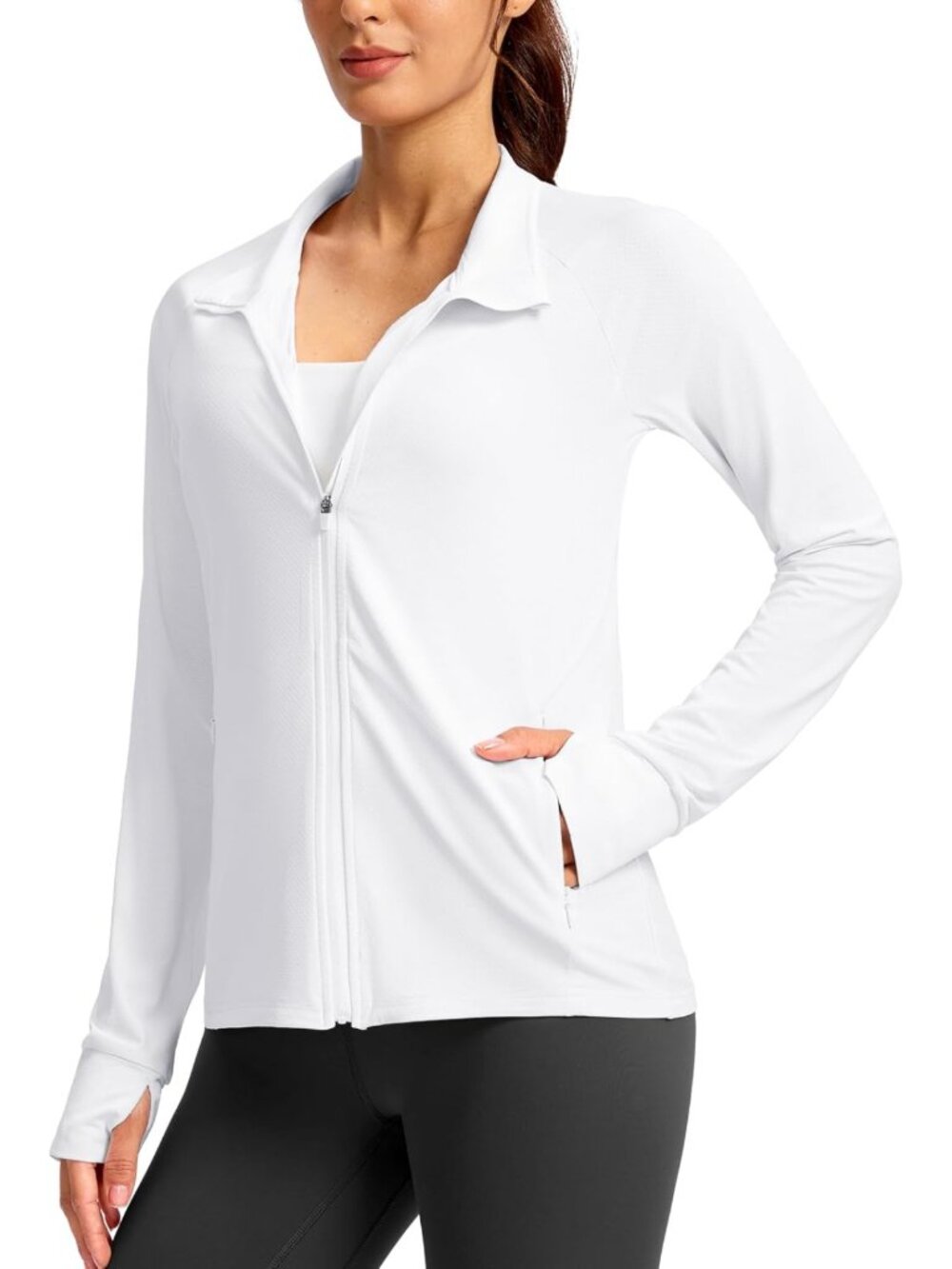 Lightweight Women's Sun Protection Zip-Up Athletic Jacket for Outdoor Activities